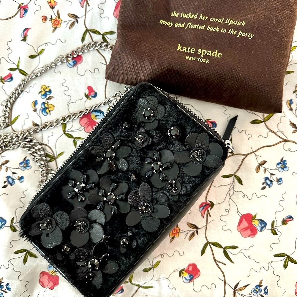 Kate Spade Floral cut out clutch with chain crossbody